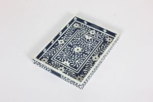 手工制作的优质小型服务托盘热销家庭和餐厅标准骨镶嵌滚动托盘家具