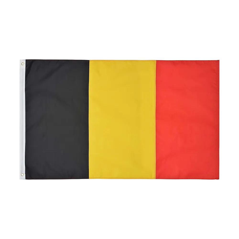 Euro 2024 Schlussverkauf Fußballfeier 100 % langlebiges Polyester 90 × 150 cm individuell 3 × 5 Fuß Flagge Belgiens Flagge von Belgien