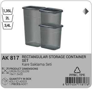 Rechteckiges Aufbewahrungsbehälter-Set für die Pantry-Organisation BPA-freie luftdichte Küchen lager behälter umwelt freundlich