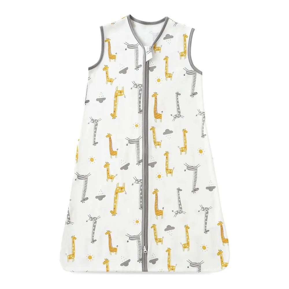 Background: White Print: Yellow giraffes
