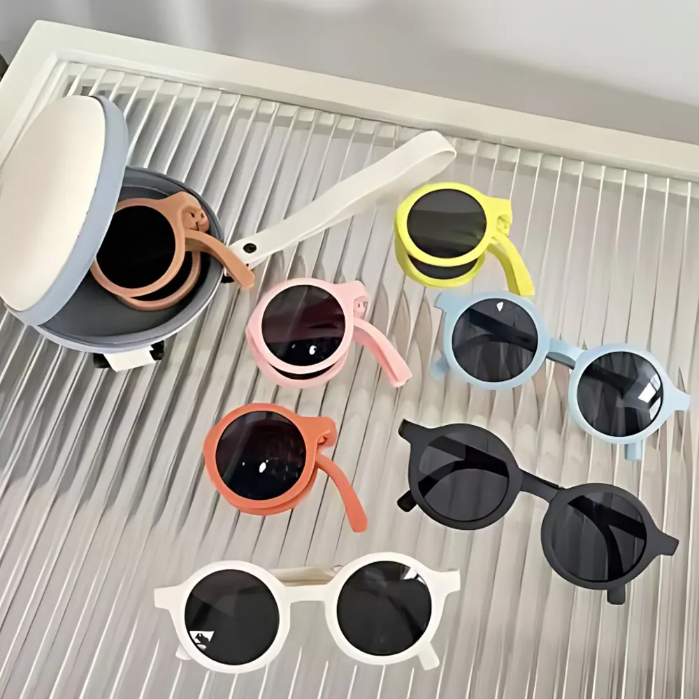 1060 оптовая продажа модные uv400 красочные складные Круглые Солнцезащитные очки для детей