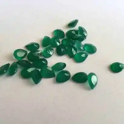 7x5mmナチュラルグリーンオニキスファセットペアルース宝石用原石卸売工場価格でストーンメーカーから今すぐオンラインで購入