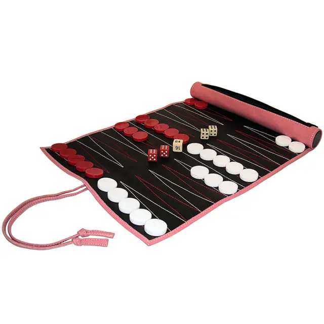 Set di Backgammon da viaggio gioco di Backgammon in pelle scamosciata arrotolabile scacchiera in pelle PU il classico gioco da tavolo