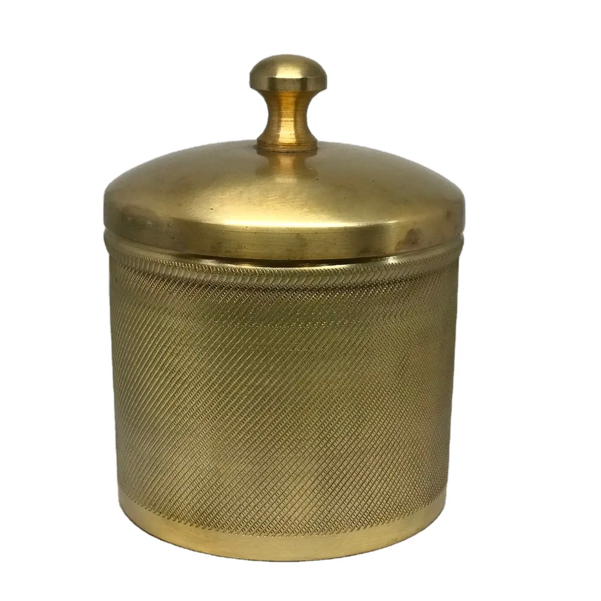 Vela de Metal antigua dorada, tarro de vela de alta calidad con textura de diamante y tapa, decoración de boda, el más vendido