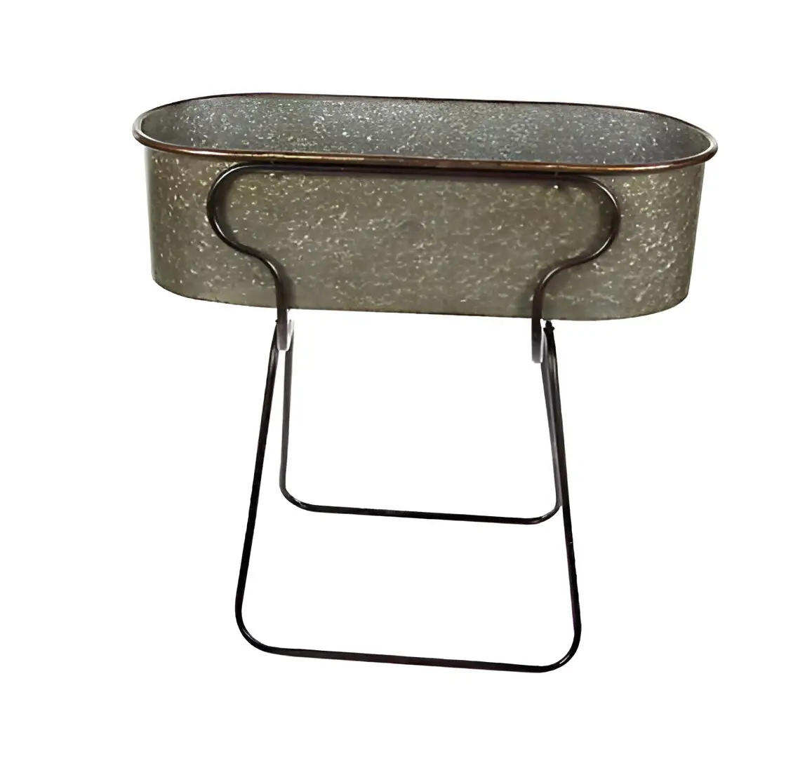 Hot Selling Iron Stand wrought Iron Planter Stands Galvanized Oval Long Planter with Brown Handmade Planter in Low Price