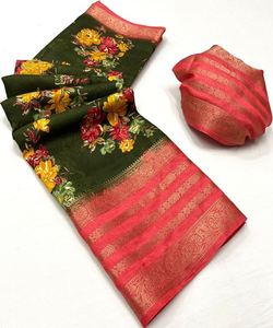 Rot bedruckter <span class=keywords><strong>Saree</strong></span> mit weißer Baumwoll bluse für einfache Hochzeits feier tragen Frauen