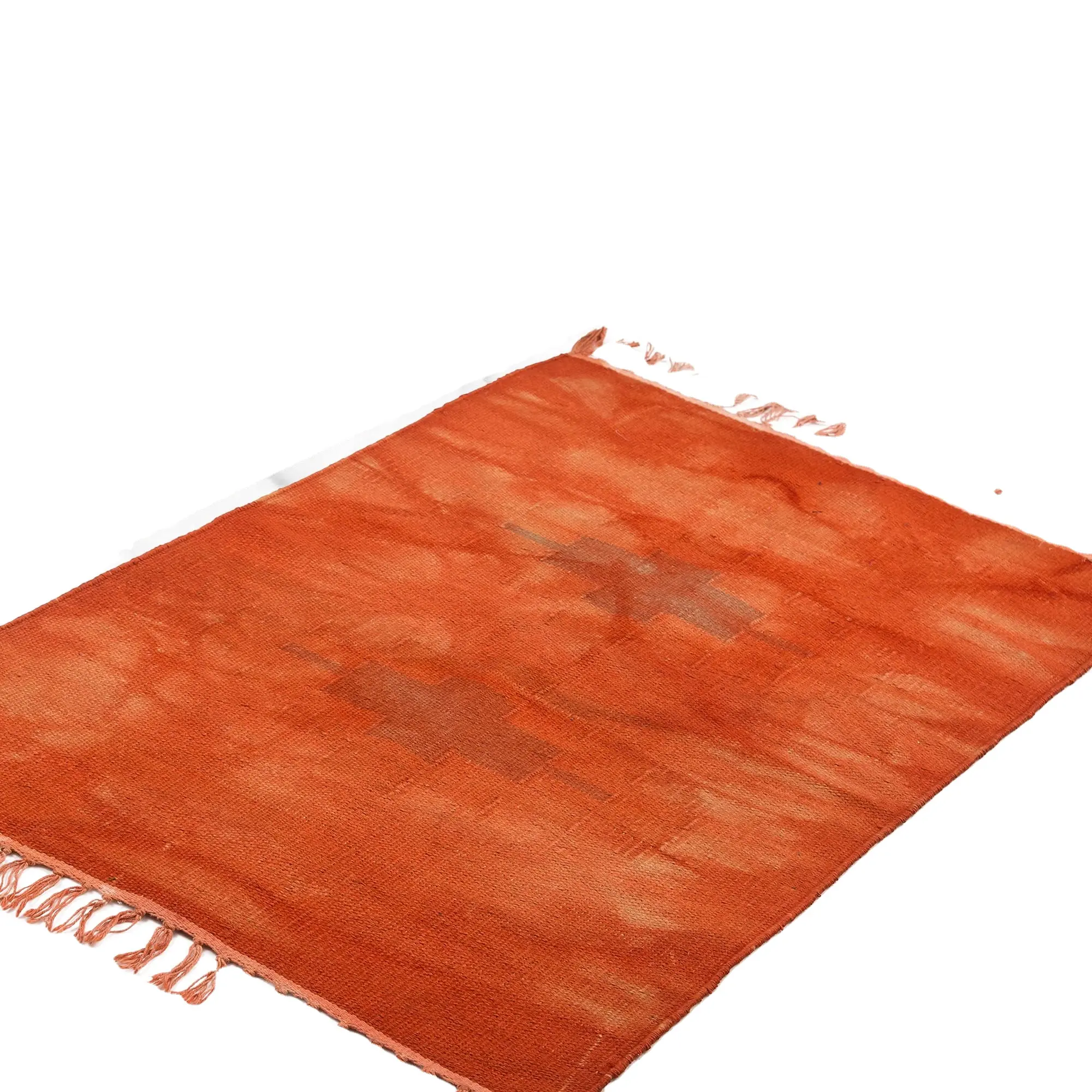 Alfombra de yute hecha a mano de alta calidad para exteriores de Color naranja para decoración del hogar, alfombrillas de puerta impresas, Alfombra de yute trenzada decorativa