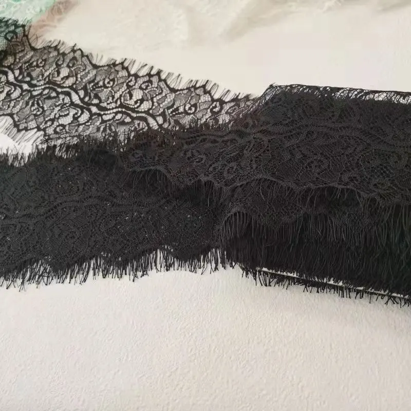 ZJ025 Drop Shipping largo 11cm Nylon 100% pizzo pizzo nero lavorato a maglia elastico per pigiama intimo da sposa
