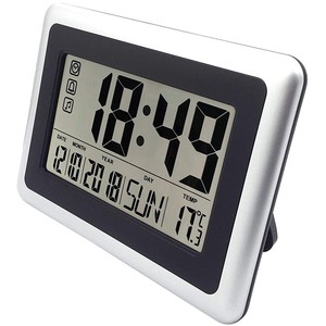 Orologio da tavolo da parete atomico con ampio Display con calendario della data della temperatura interna, sveglia digitale a batteria - Product Image 1