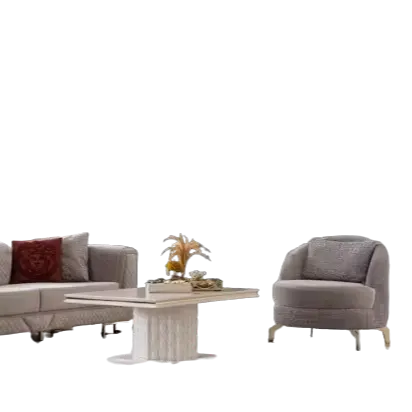 Luxusofa-Set Sofa Beige Sofas Sessel 3 + 1 Sitze Stoffdesign