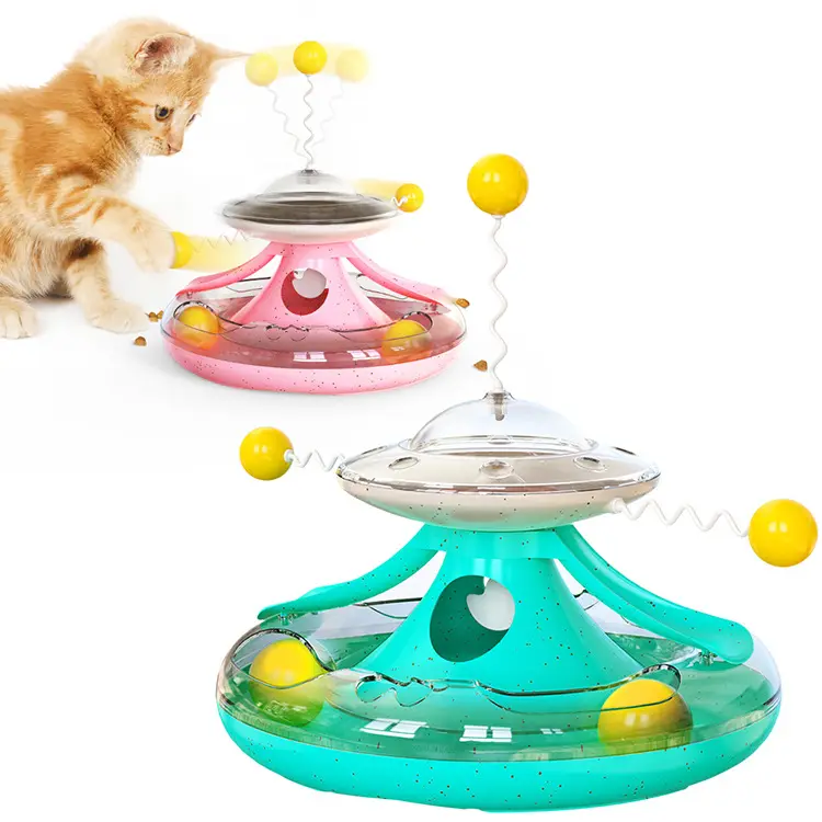 TTT Jogo de brinquedo interativo de plástico para brincar, balanço feliz e divertido, conjunto de brinquedos para mastigar, bola giratória para gatos, venda imperdível