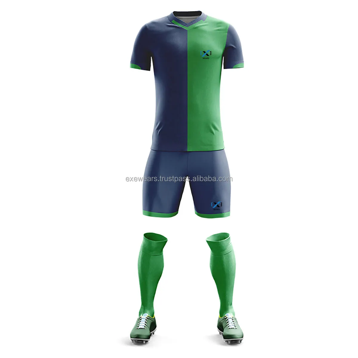Camisa De Futebol Homens Roupas Uniforme Sublimação Retro México Soccer Jersey Set Kits Verde Desgaste De Futebol Vintage Soccer Jersey