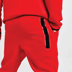 OEM erkek teknoloji polar eşofman kırmızı tam Zip Hoodie Joggers Sweatpants % 69% pamuk % 31% Polyester tasarlanmış kış XXL XL mevcut - Product Image 6