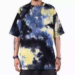 オリジナリティストリートウェア半袖タイダイTシャツ男性用ホットニューヒップホップ服ジャージーファブリック無地ロゴ柄ブランドなし
