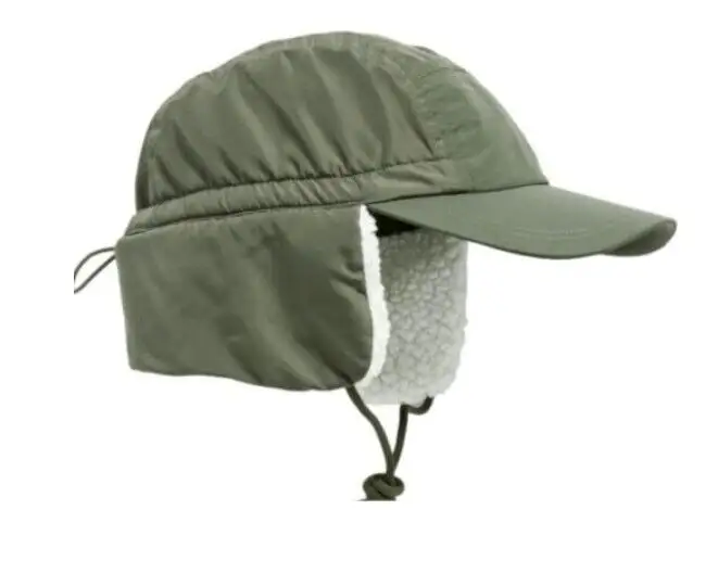 사용자 정의 브랜드 겨울 따뜻한 모자 해군 녹지 트래퍼 모자 귀 따뜻한 모자 청구 셰르파 줄 모자