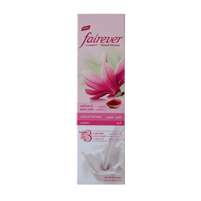 Hot Sale Beauty Skincare Fairever Naturals Fairness Cream with Saffron and Milk Cream, 80gm Available From Indian Supplier