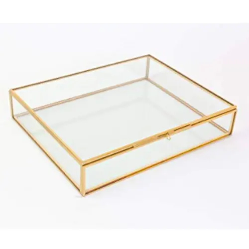 Hot Selling TopTrending Metal And Glass Material Decorative Storage Box Home Accessories Jewelry Box for Bangle and Necklace