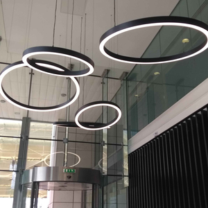 โคมไฟระย้าแบบวงกลม LED โคมไฟเชิงเส้นสำหรับยิมห้องสมุดสำนักงานดีไซน์ทันสมัย - Product Image 3