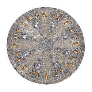 灰色边框设计独特形状串珠手工桌垫 - Product Image 4