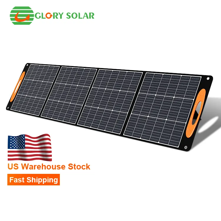 Glory Solar 200W solusi energi terbarukan Panel surya silikon monokristalin dapat dilipat portabel untuk penggunaan luar ruangan