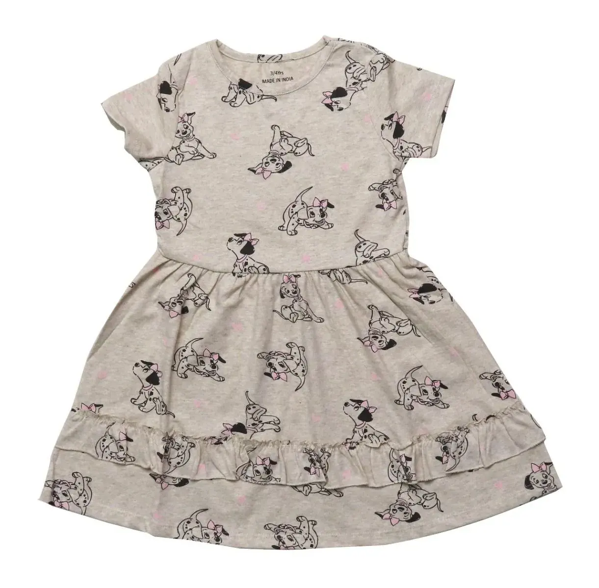 Venta al por mayor de alta calidad del vestido de verano de los niños para las niñas de manga corta de estilo Casual All-Over Printed Ecru en Material de algodón
