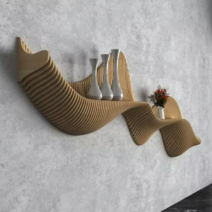 Modern ev sanat Set 56 CNC dijital desen dosyaları için dalgalı ahşap duvar dekor raf parametrik tasarım Art Deco tarzı asılı - Product Image 1