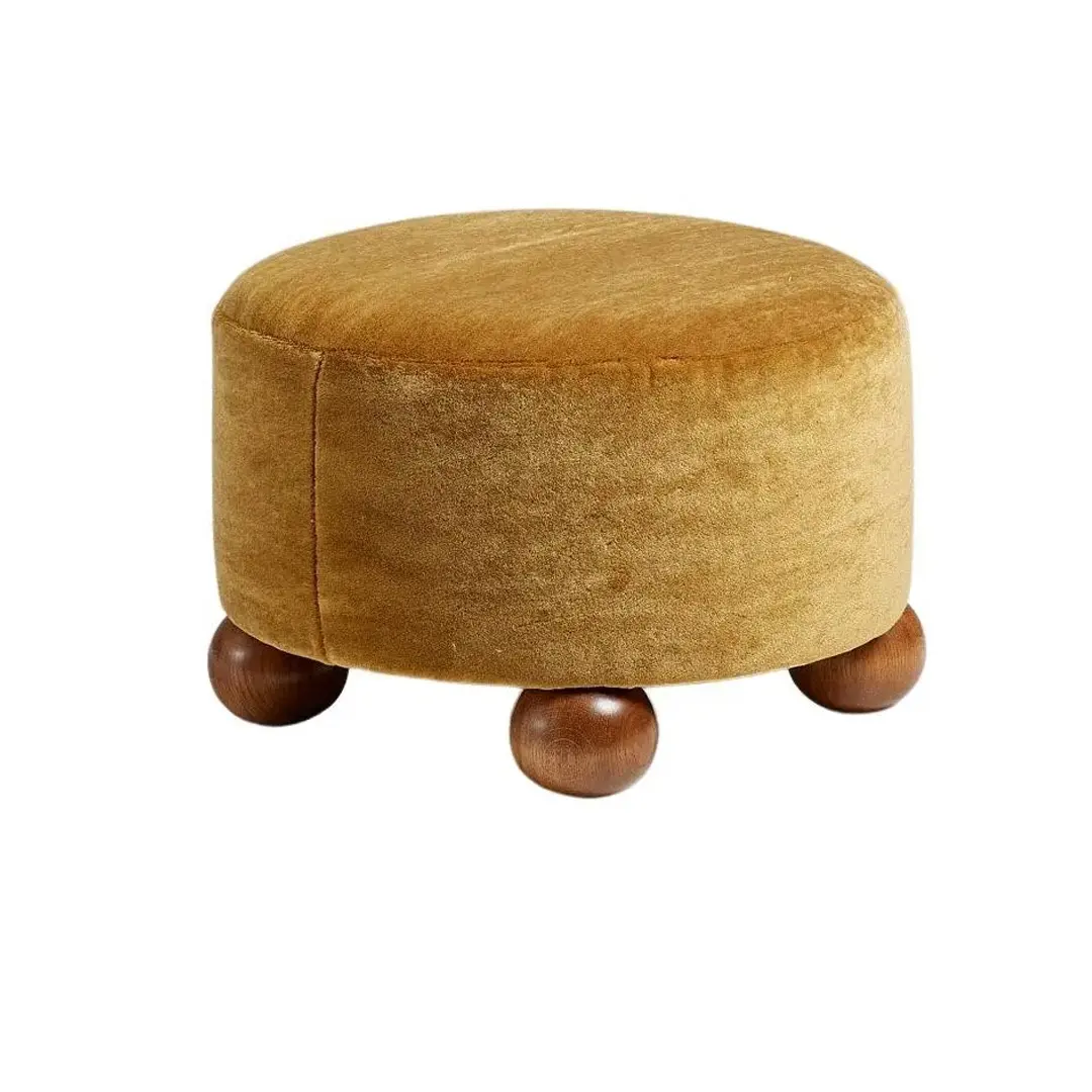 Jambes solides rondes en bois de teck de tabouret avec des meubles de velours de tapisserie d'ameublement