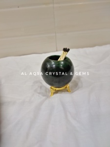 Doğal ve nadir yeşil yeşim küre mumluk holing mumlar veya ev dekorasyon varış stokta sınırlı stok
