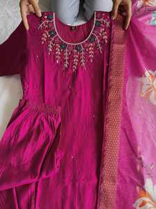 Women's Salwar Kameez with Khatli Work in Silk Fabric with Beautiful Color Fully Stitched Readymade - Product Image 4