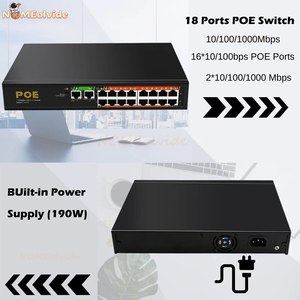 POE-Switch 1000-Mbit/s-Switch Ethernet-Gigabit-Netzwerk 16-Port-PoE 2-Port-UpLink 52-V-Strom versorgung für IP-Kamera/WLAN-Router - Product Image 3