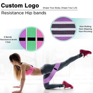 Logotipo personalizado Juego de 3 Ejercicio Estiramiento Cadera Círculo Tela Body Band fitness Loop bandas Banda de resistencia para gimnasio fitness elásticos - Product Image 3