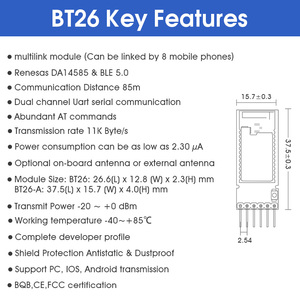 Conexión de dispositivo Bluetooth múltiple, módulos BLE 5,0, Uart, 85M, distancia de transmisión, módulo Bluetooth integrado Multilink, para el dispositivo, a la venta, a la venta - Product Image 3