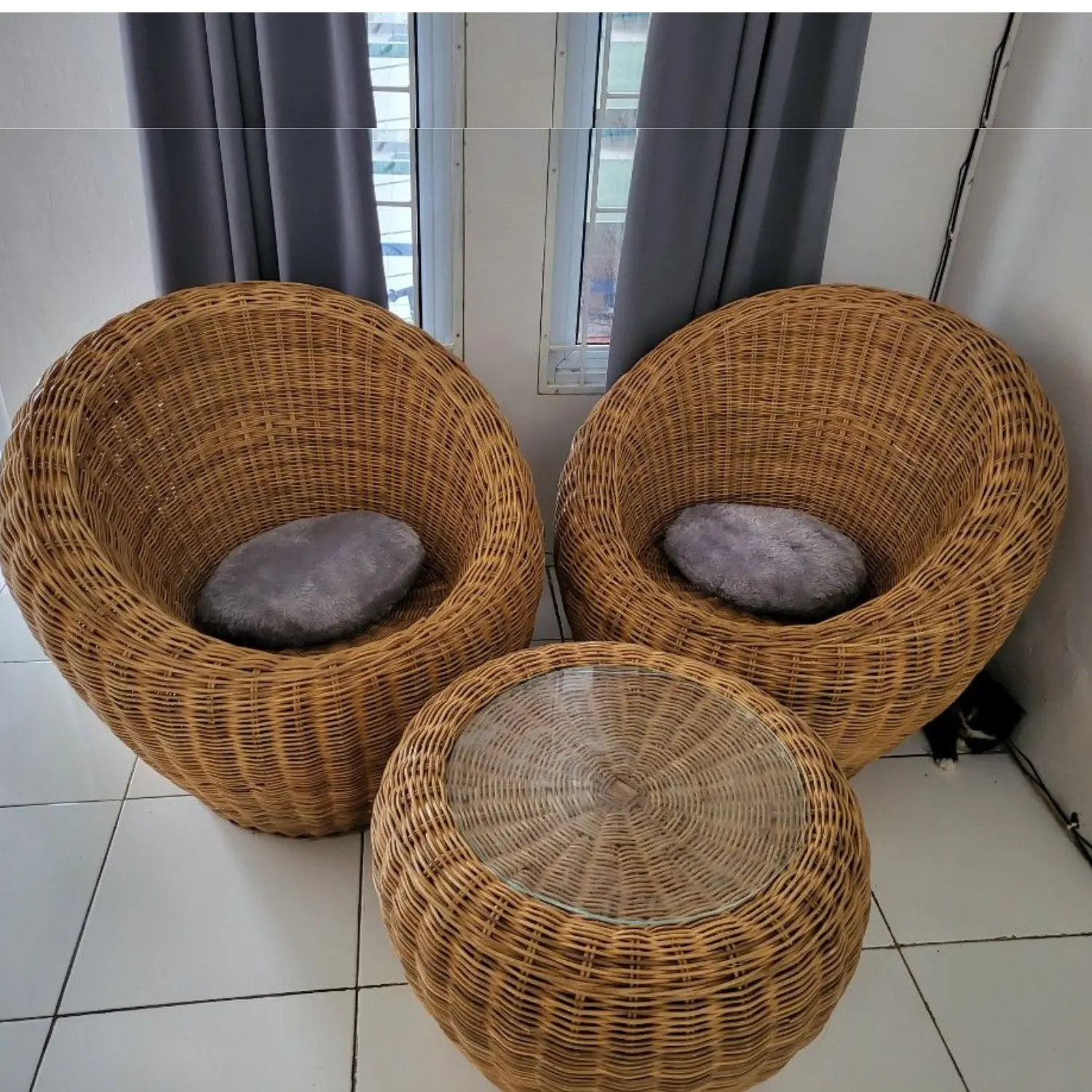 Natural Wicker rattan sofa set with modern design for home and hotel luxury decoration