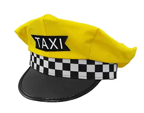Fashionable Taxi Driver Hat Essential for Adult Halloween Cosplay Yellow Blue Taxi Driver Hat