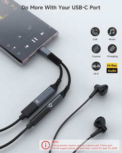 工厂原始设备制造商USB C至3.5毫米耳机充电器适配器2合1 USB C至Aux音频插孔，带PD 60w快速充电加密狗电缆线 - Product Image 3