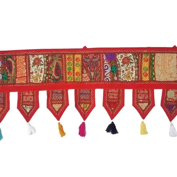 Algodão indiano Handmade Vintage Patchwork Toran Porta Decorativa Cigana Valances Indiano Bordado Porta Pendurada Banjara Cortina