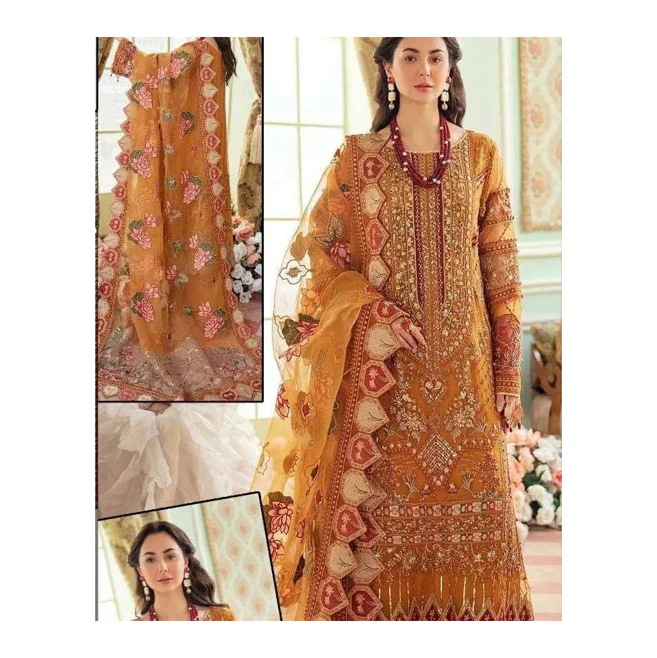 Özel boyutlarda Unstitched Sindhi el nakışı Susi Shalwar, kadınlar için Sindhi nakış Soosi elbise