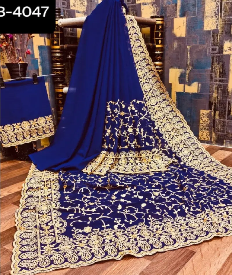 Nouvelle collection de créateurs pakistanais prête à porter robe saree ethnique pour femmes saree brodé en soie