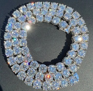 Iced Out White Moissanite Diamond Tennis <strong>Chain</strong> for Men &amp; Women Excellent Cut <strong>Beautiful</strong> Sterling Silver <strong>Chain</strong> Hip Hop Jewelry