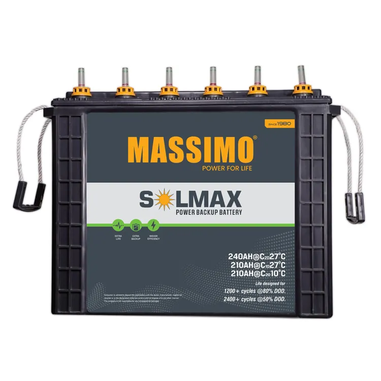 Manufacturer & Exporter of MASSIMO Lead Acid Batteries 240AH 12 V Power Back Up Batteries at Affordable Price