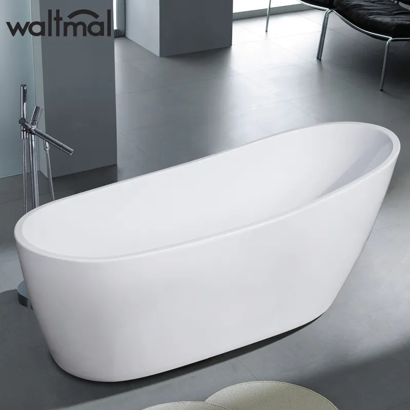 Waltmal Offre Spéciale moderne autoportant salle de bain adulte acrylique intérieur simple pantoufle trempage énorme baignoire WTM-02526