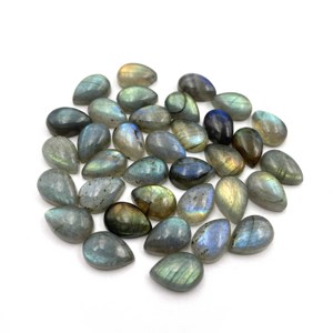 Doğal yüksek kaliteli labradorit armut kabinler çok yangın gevşek Lot 10x15 MM 50 CT yeşil gül kristal 14mm ısıl işlem görmüş 10 adet - Product Image 2