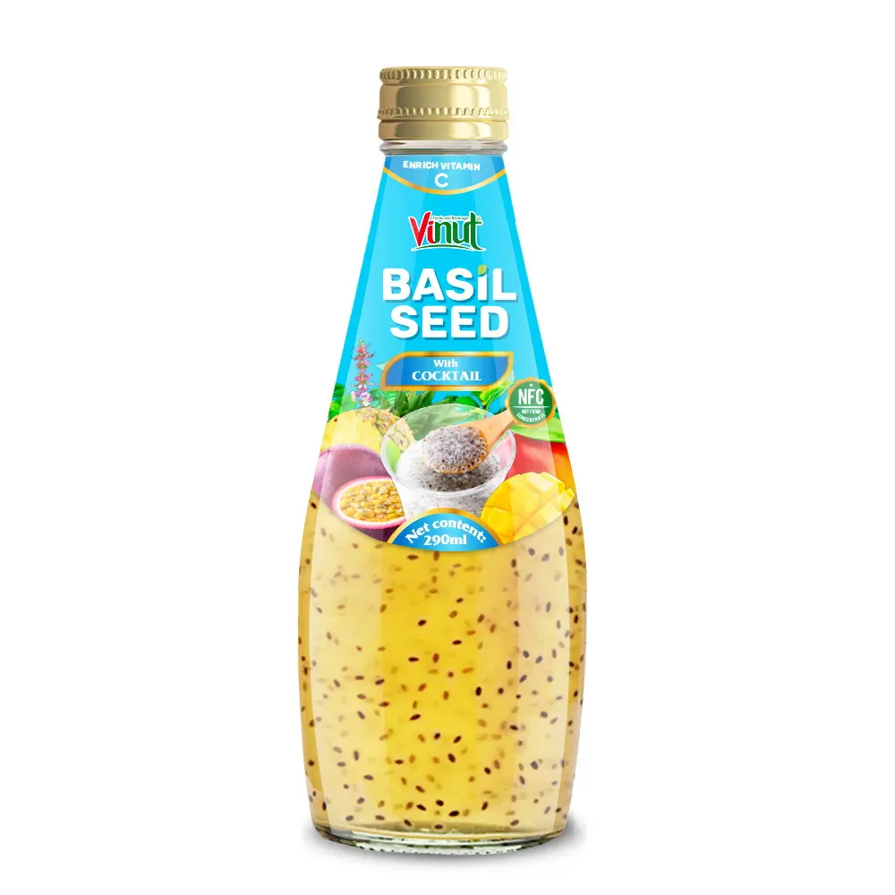 Boisson aux graines de basilic 290ml Graine de basilic frais avec boisson à saveur de cocktail Marque VINUT Emballage personnalisé OEM de marque privée