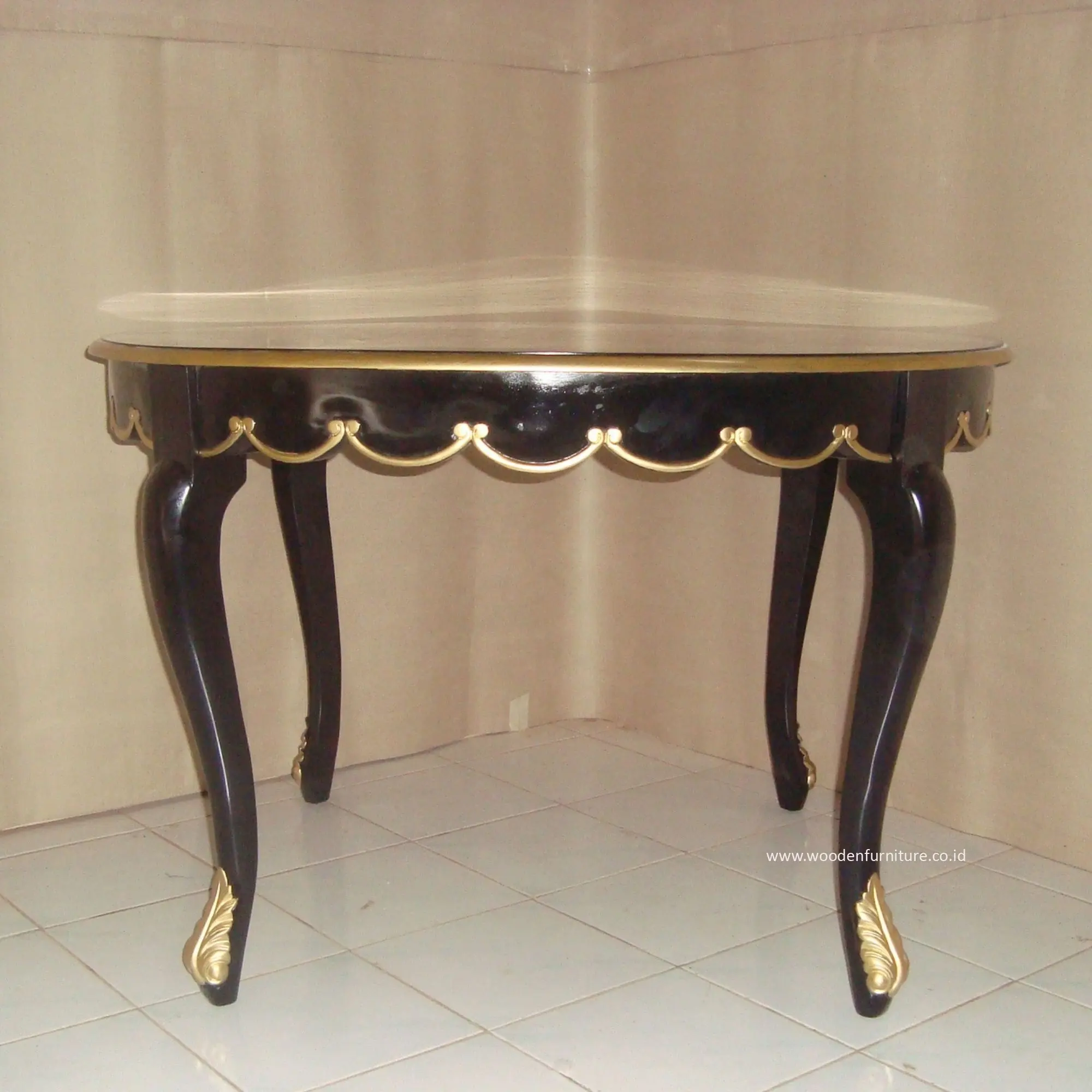 Mesa de comedor redonda de reproducción antigua, hecha por muebles de madera, empresa de fabricación en Indonesia, muebles de estilo francés