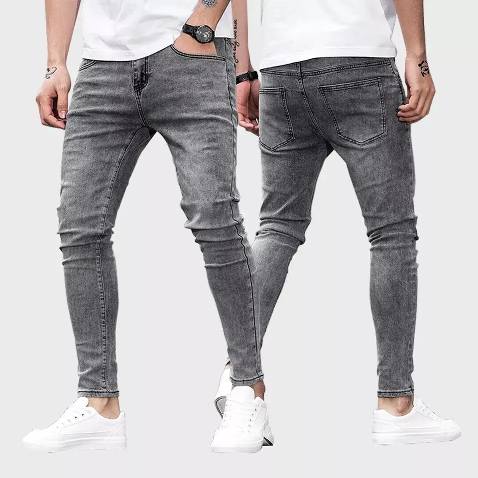 Jeans moulants pour hommes foncés Slim 2023 à la mode couleurs personnalisées pantalons en denim modernes de haute qualité prix de gros bon marché