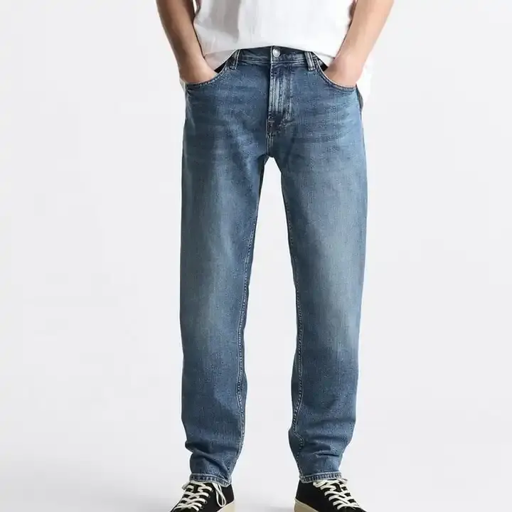 Fit Partout Panneau Jeans Mi Bleu Demin Jeans Hommes Vêtements Coton Pantalon Vente Chaude Jeans Haute Streetwear