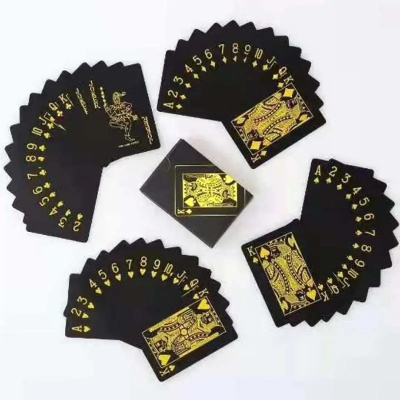 검은 PVC 사용자 정의 방수 호일 포커 카드 놀이 골드 젖빛 놀이 카드 럭셔리