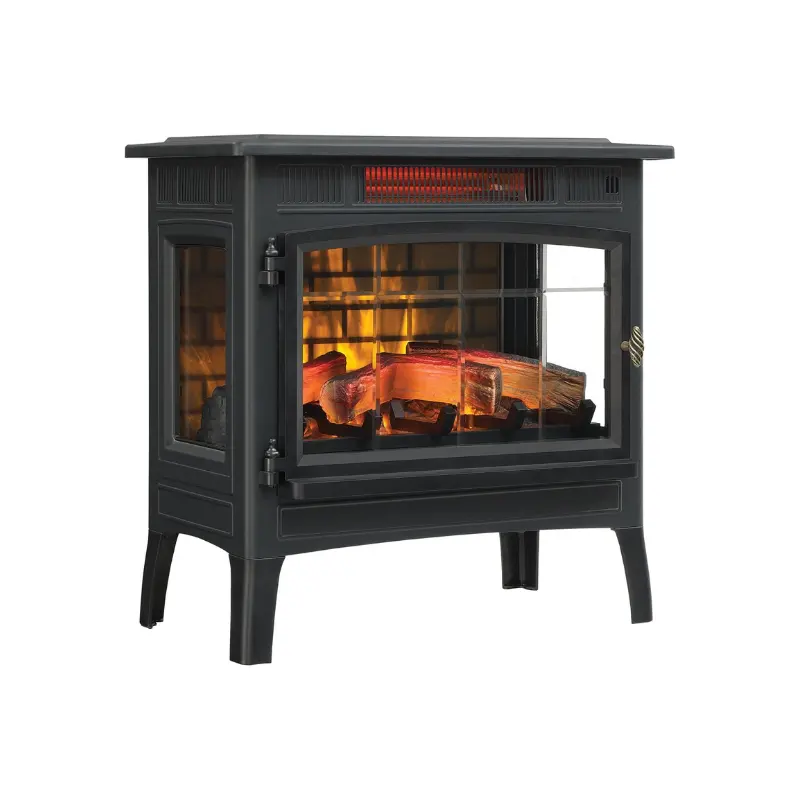 HOT PRODUCT 21-in W Cinnamon Infrared Quartz Electric Stove + Remote, Arched Glass Door, Realistic Flame Effect