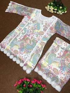 Yeni tasarımcı parti giyim ağır GEORGETTE dijital baskı üst pantolon kordon seti trend stil güzel renk kombinasyonu gündelik giyim - Product Image 3