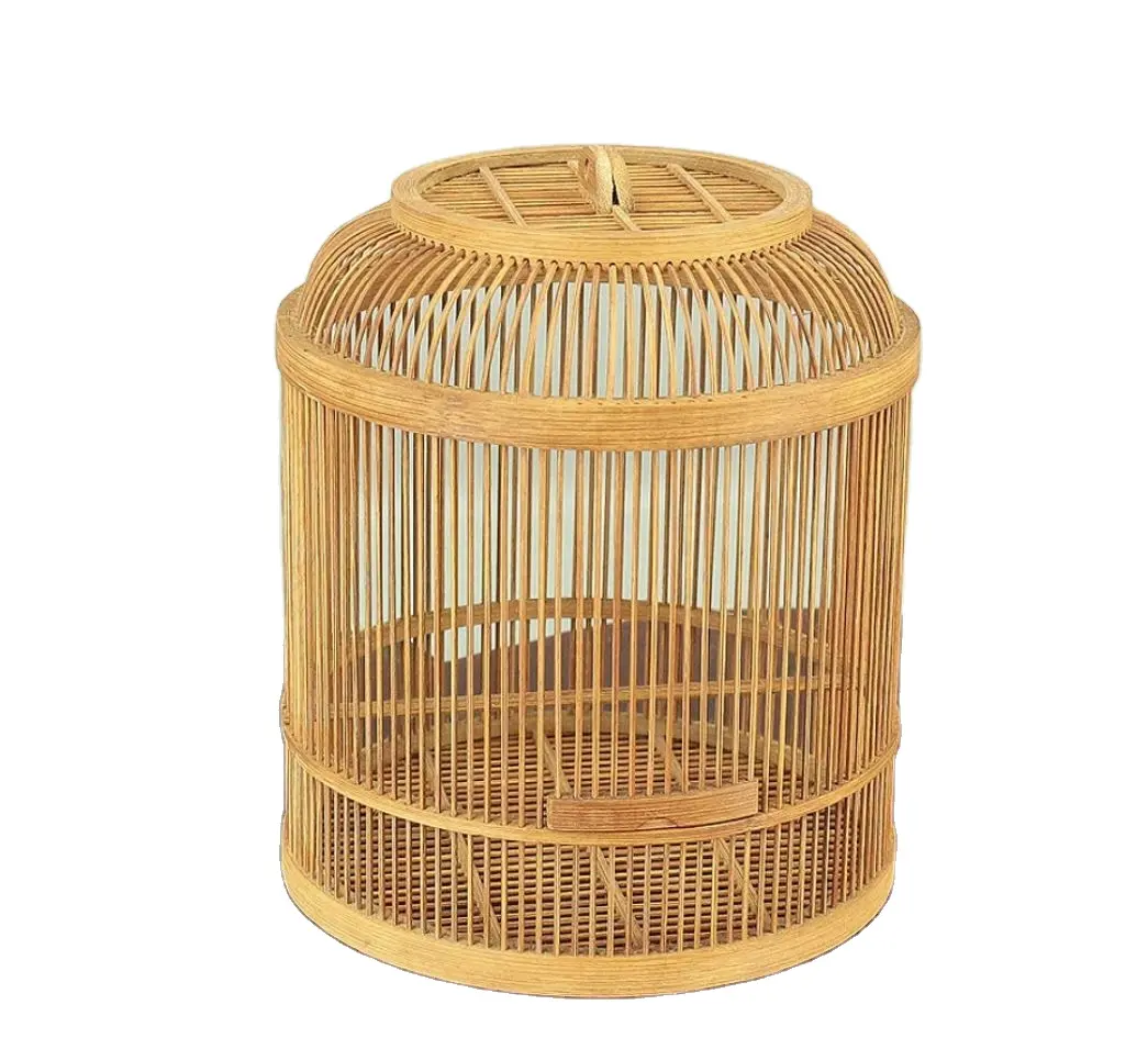 قفص الطيور الياباني مصنوع يدوياً مصنوع من خشب البامبو للطيور الصغيرة قفص الطيور المصنوع يدوياً بالكامل بني اللون شبيه بصندوق الكريني رافعة منزل